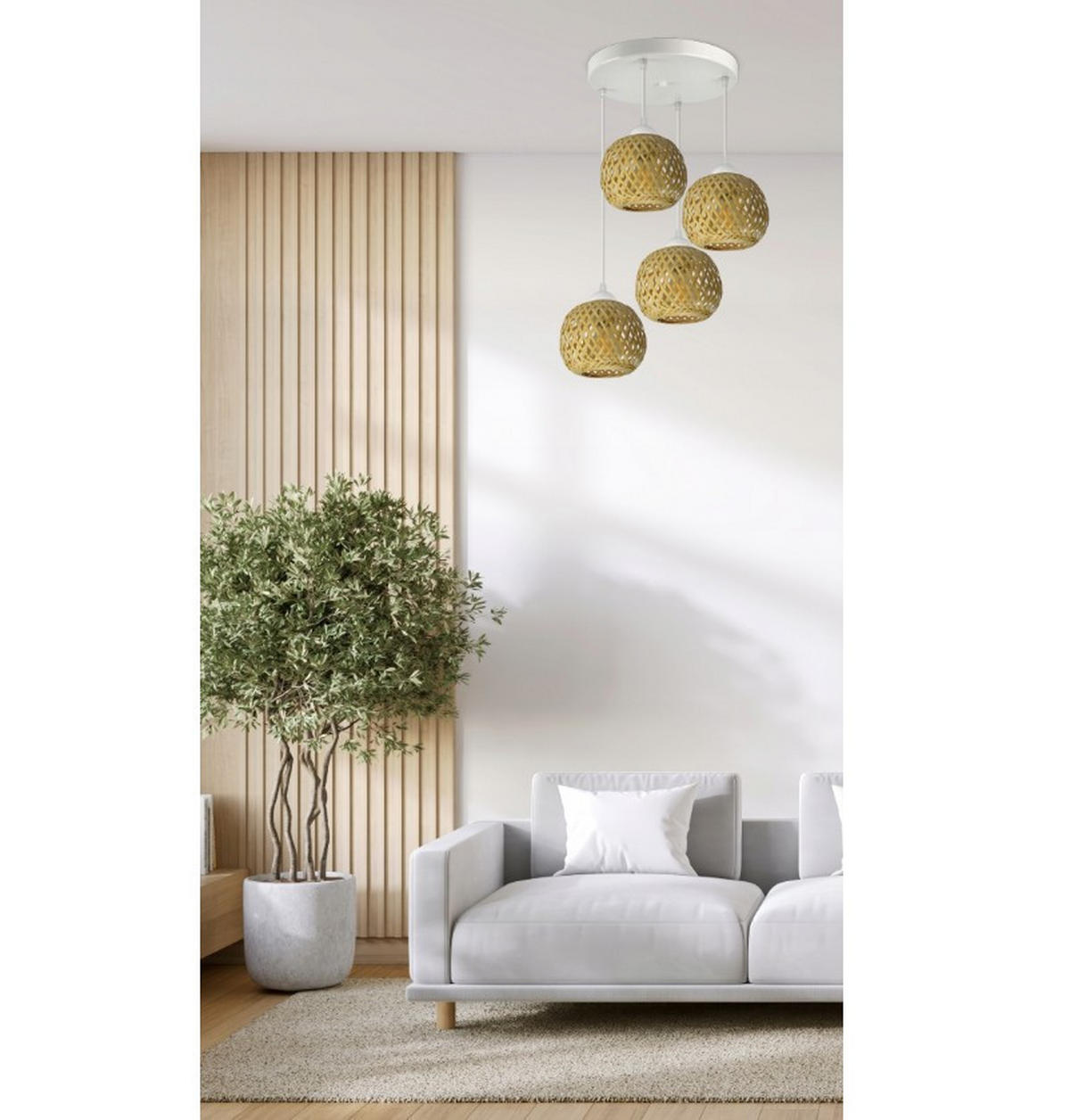 PENDELLEUCHTE BOHO - Beige/Weiß, Glas/Metall (34/34/100cm) - kiki design