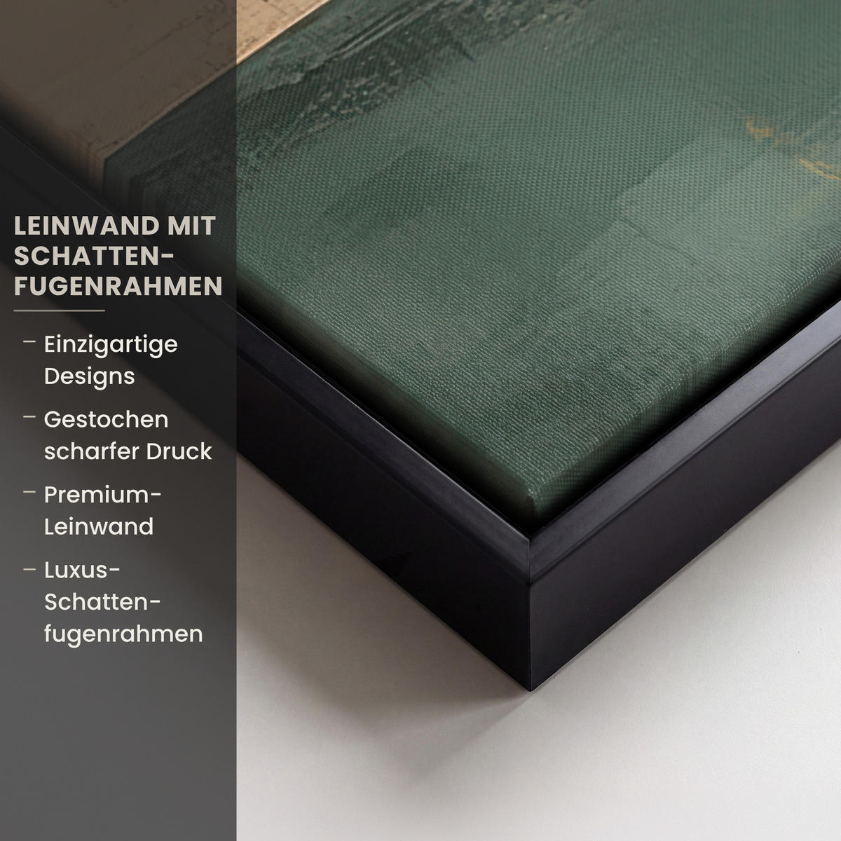 LEINWAND Bilder mit Rahmen - Abstrakt - Gold - Bronze - Grün - Formen - Modern - 100x70 - Multicolor, Textil (100/70cm) - MuchoWow