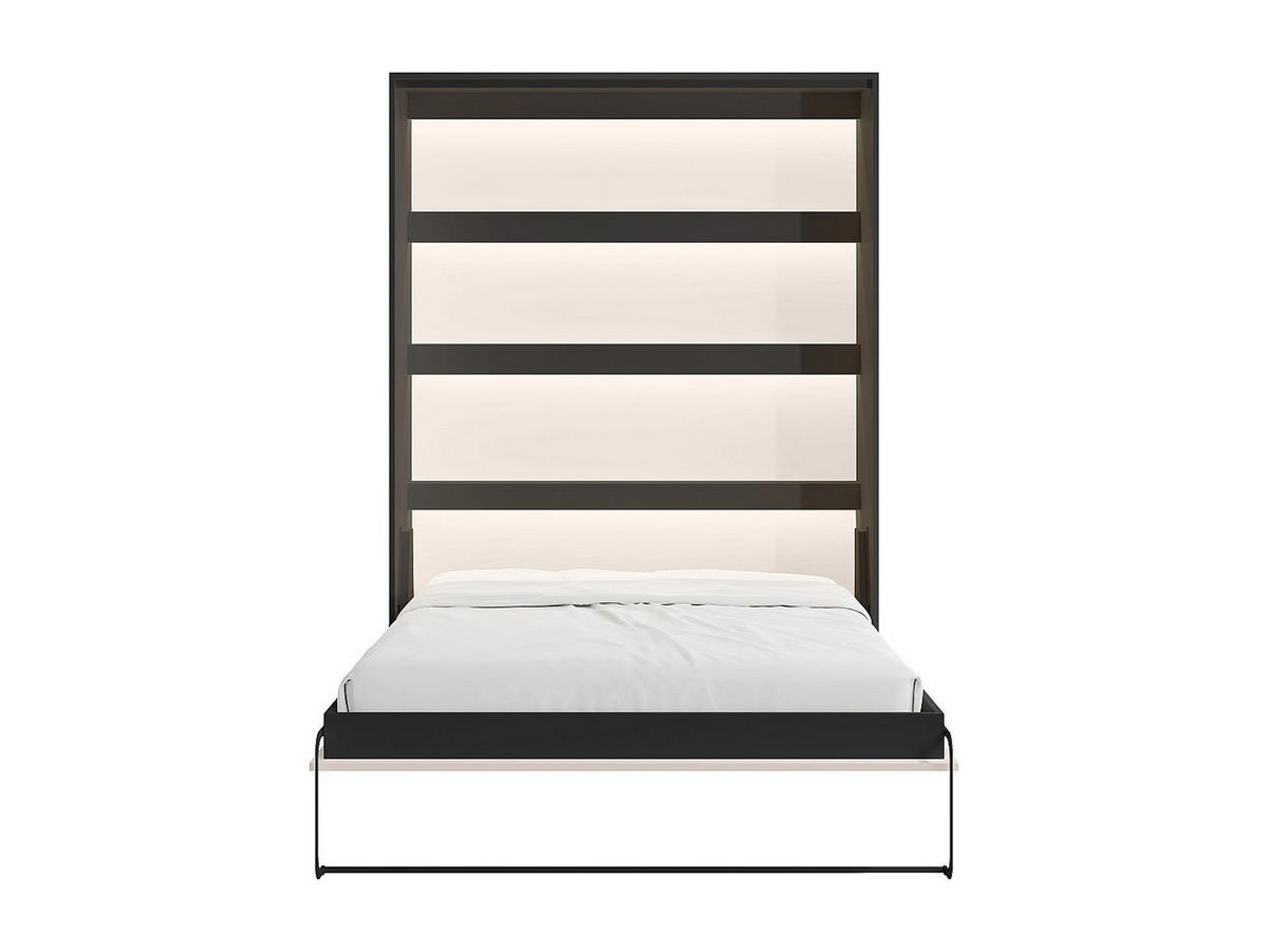SCHRANKBETT - 2 Personen - holz - schwarz, beige Rapili - Beige/Schwarz, Holz/Metall (160/200cm) - Vente-Unique