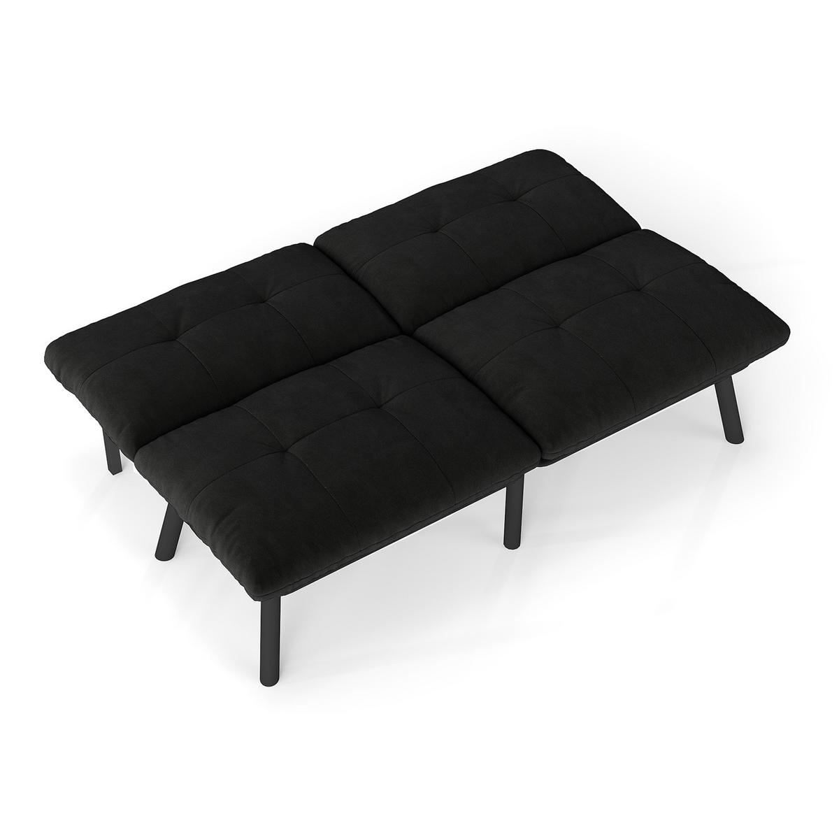 SOFA-BETT klappbar Schwarz Samt - Schwarz, Metall (160/78/81cm) - Meubliv