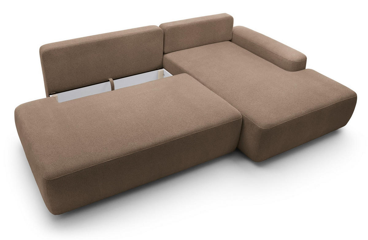 ECKSOFA 275 cm mit Schlaffunktion Orea O, Rechts, Dunkelbraun - Dunkelbraun, Holz (164/276cm) - Emporius