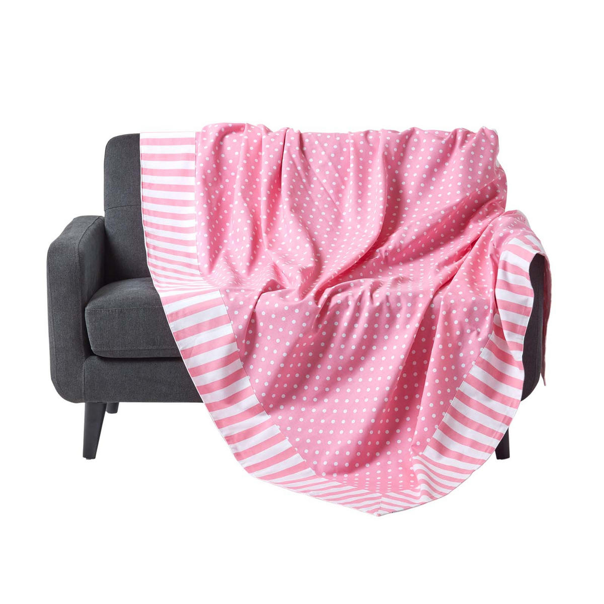 ÜBERWURF 150/200 cm, gepunktet, 100% Baumwolle - Rosa, Textil (150/200cm) - Homescapes