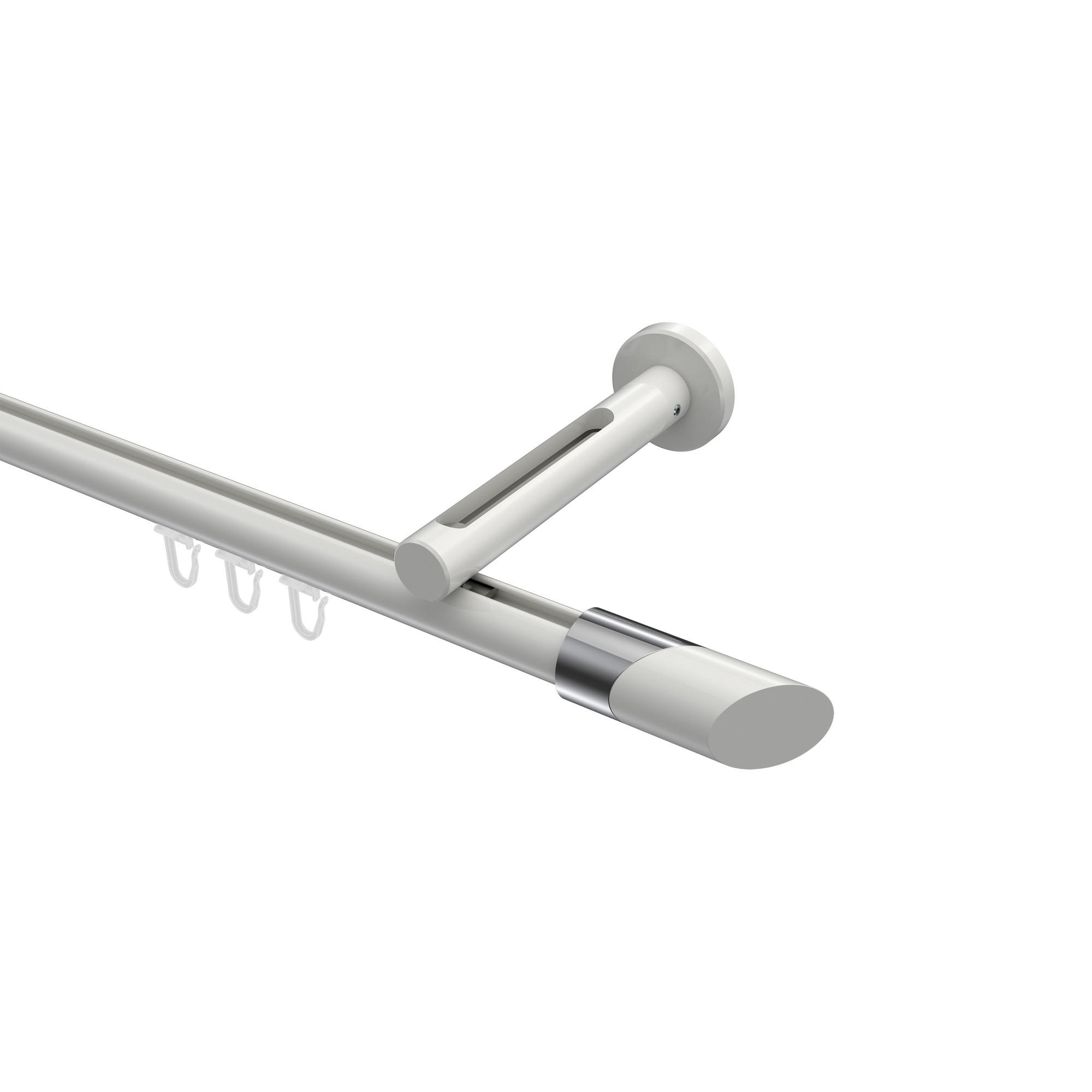 INNENLAUF-GARDINENSTANGEN-SET Siteno Verano 180 cm, 1-läufig, 20 mm Ø Weiß - Chromfarben/Weiß, Metall (180cm) - INTERDECO