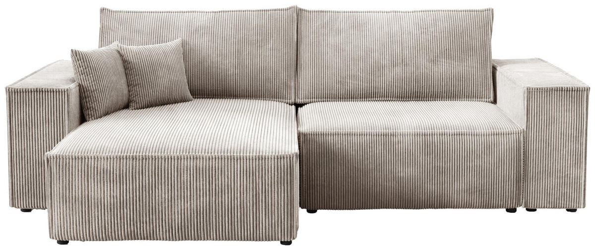 ECKSOFA Pedro mit Schlaffunktion Beige Cord - Beige, Textil (255/153cm) - Bromarkt