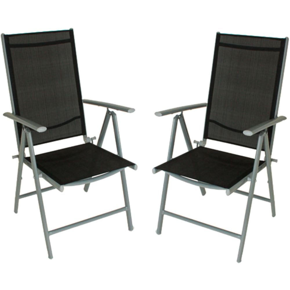 GARTENSTUHL 2er Set Tara 7-fach verstellbar Hochlehner - Schwarz, Kunststoff (67/107/56cm) - DELUKE