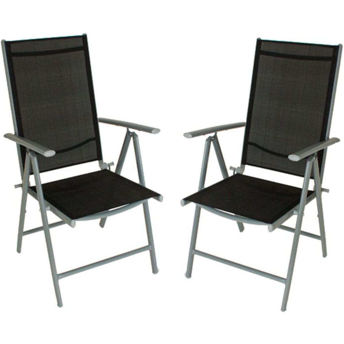 GARTENSTUHL 2er Set Tara 7-fach verstellbar Hochlehner - Schwarz, Kunststoff (67/107/56cm) - DELUKE