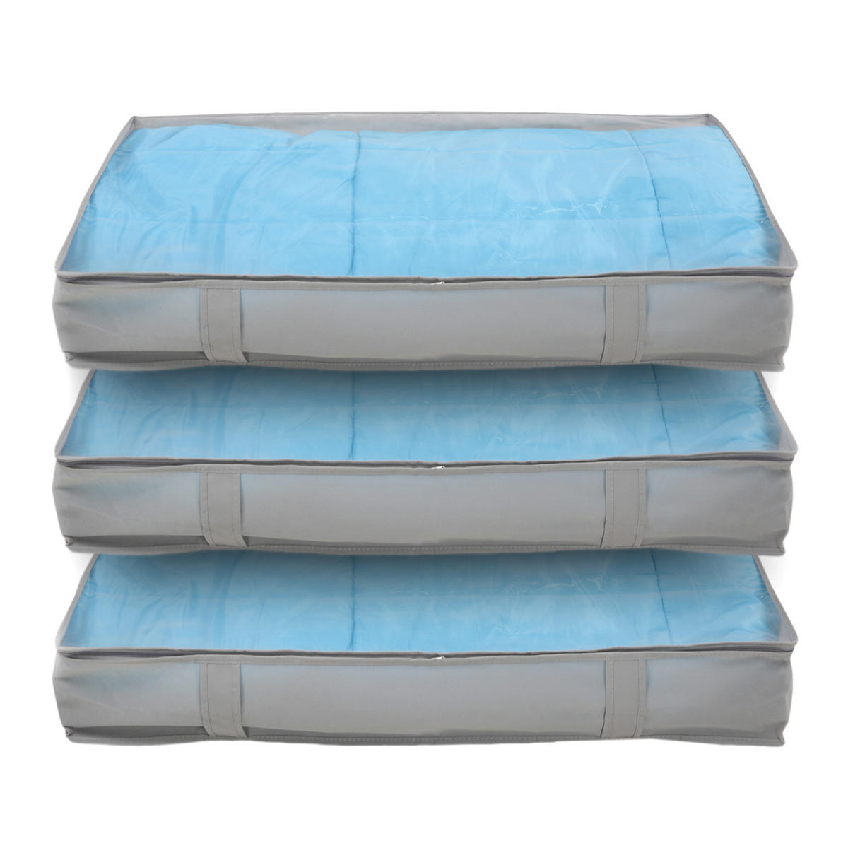 AUFBEWAHRUNGSTASCHE M 3er Set Hellgrau - Grau, Textil (100/15/45cm) - SVITA