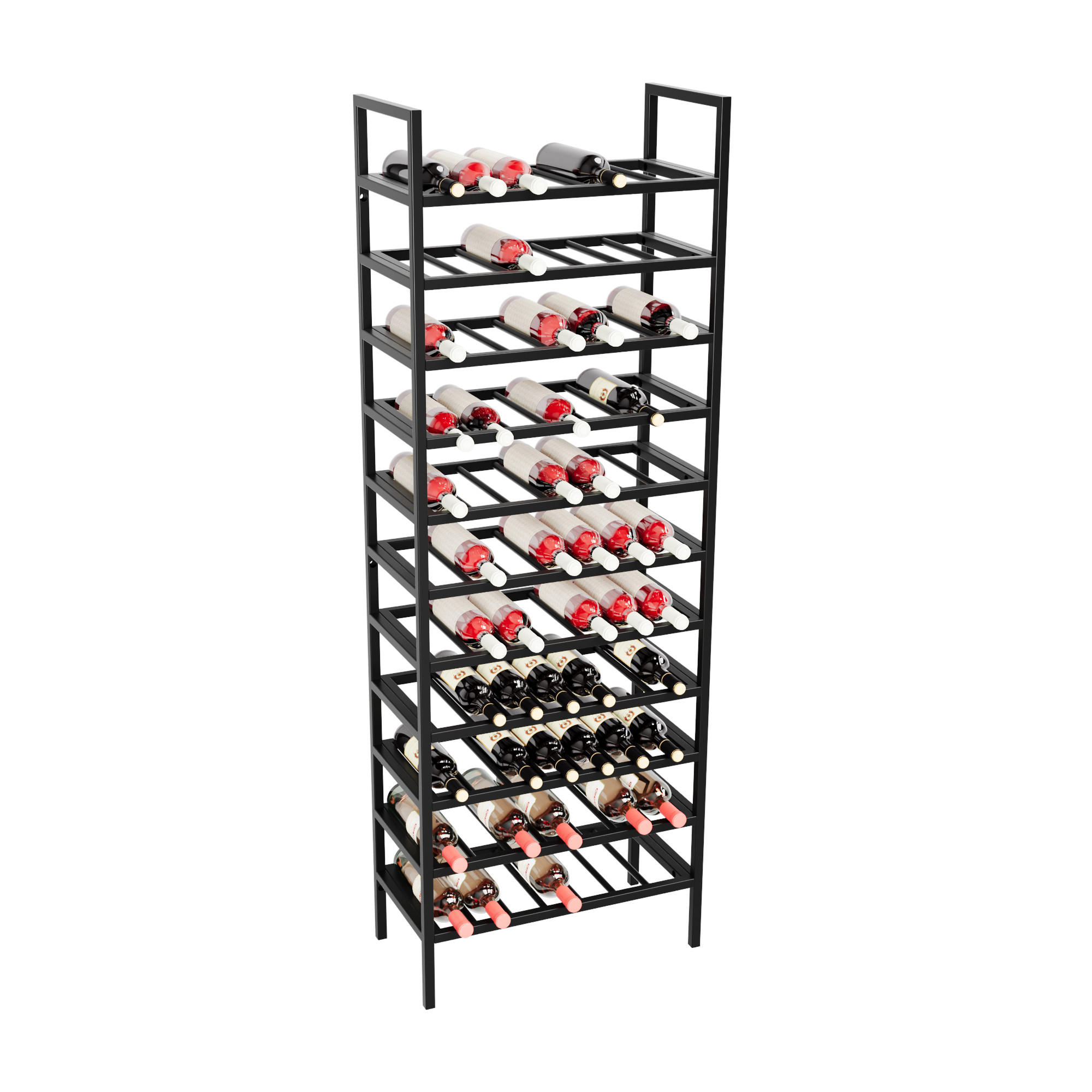 WEINREGAL für 77 Flaschen aus Metall, schwarz - Schwarz, Metall (60/170/30cm) - Metalo Pro
