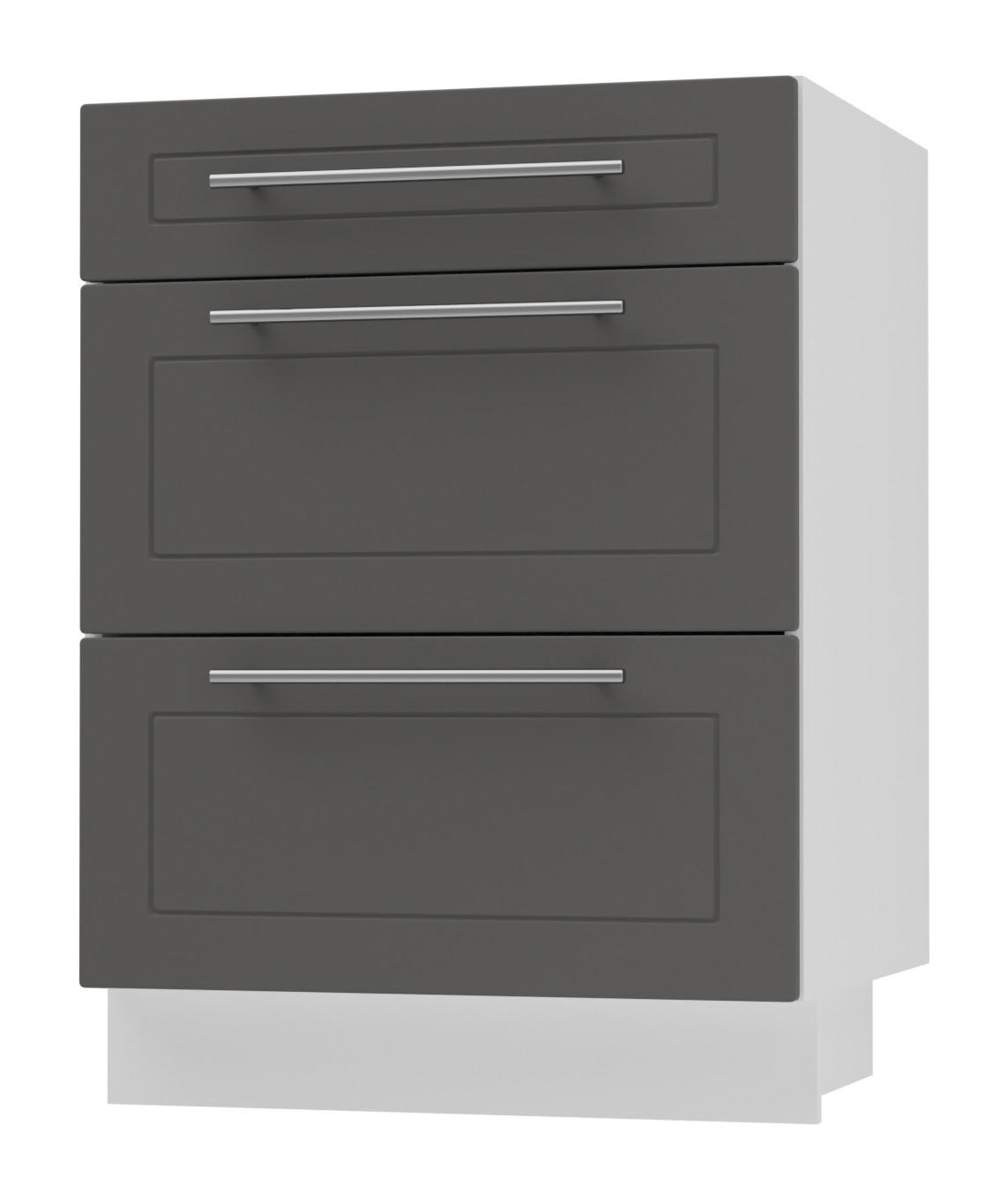 SCHUBLADENUNTERSCHRANK Kvantum D3M/60 60 / 50 / 82cm - Graphitfarben/Weiß, Holz/Holzwerkstoff (60/82/50cm) - Feldmann-Wohnen