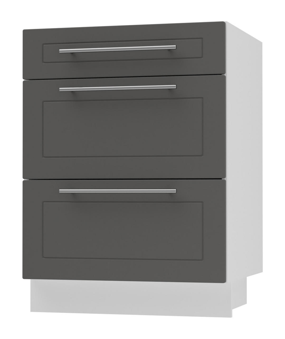 SCHUBLADENUNTERSCHRANK Kvantum D3M/60 60 / 50 / 82cm - Graphitfarben/Weiß, Holz/Holzwerkstoff (60/82/50cm) - Feldmann-Wohnen