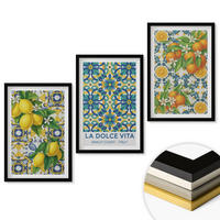 WANDBILDER 3er-Set - 40x60 cm Schwarzer Rahmen - Zitronen, Orangen, Blumen, Italien - Schwarz, Kunststoff (40/60cm) - ArtPrintCave