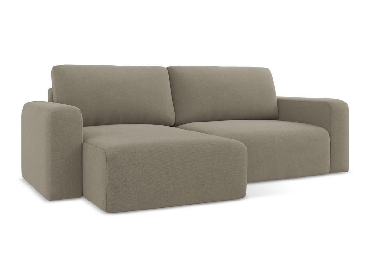 ECKSOFA mit Schlaffunktion links Strukturstoff Stoff Beige - Beige/Schwarz, Kunststoff/Textil (149/244cm) - Makamii