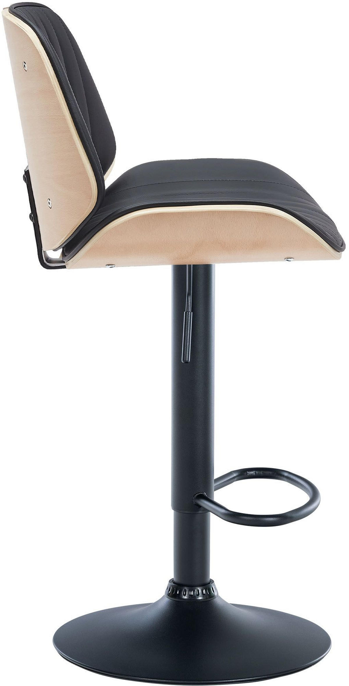 BARHOCKER 2er Set Lederlook natura/schwarz - Eukalyptusholzfarben/Schwarz, Textil/Metall (49.5/90/50cm) - CLP