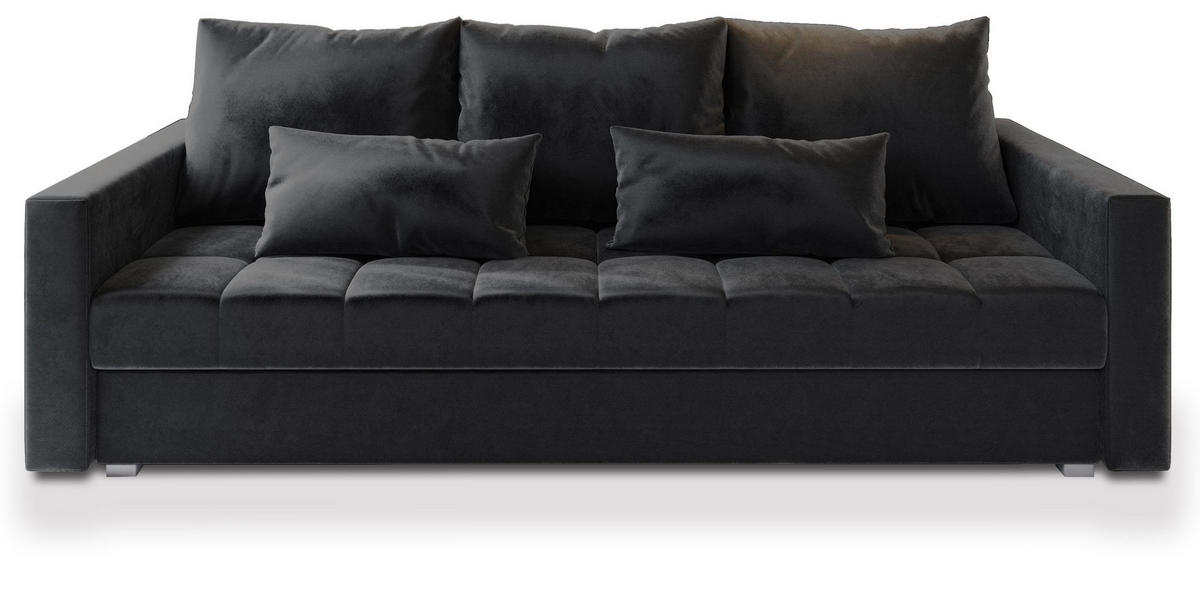 POHOVKA SIRO, Plyšová látka KRONOS, Černá - černá/stříbrná, kompozitní dřevo/textil (222/83/86cm) - MASSENO