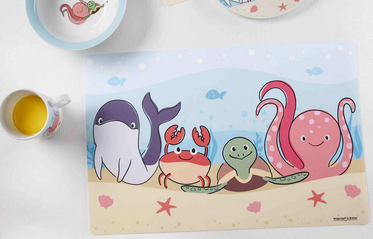 GESCHIRR-SET MIT KINDERBECHER Unterwasserwelt bunt 7er Set - Multicolor, Kunststoff (1/1/1cm) - Ritzenhoff Breker