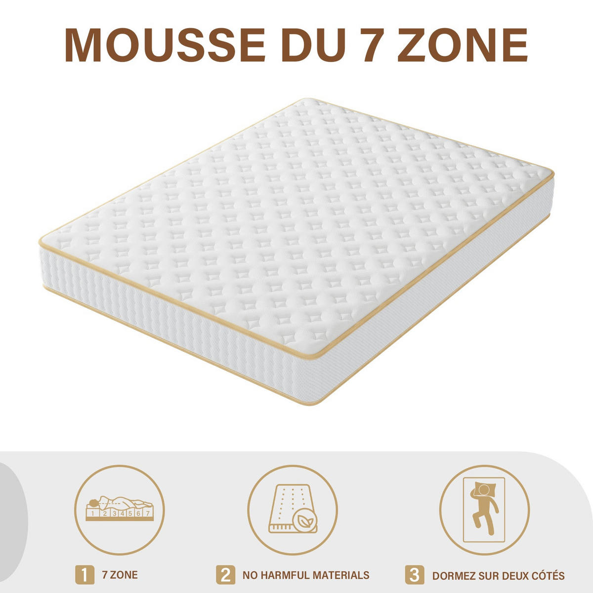 SCHAUMSTOFFMATRATZE komfortabel, 160/200 cm, Höhe ca.: 18 cm - Multicolor, Textil (160/200cm) - TEENO