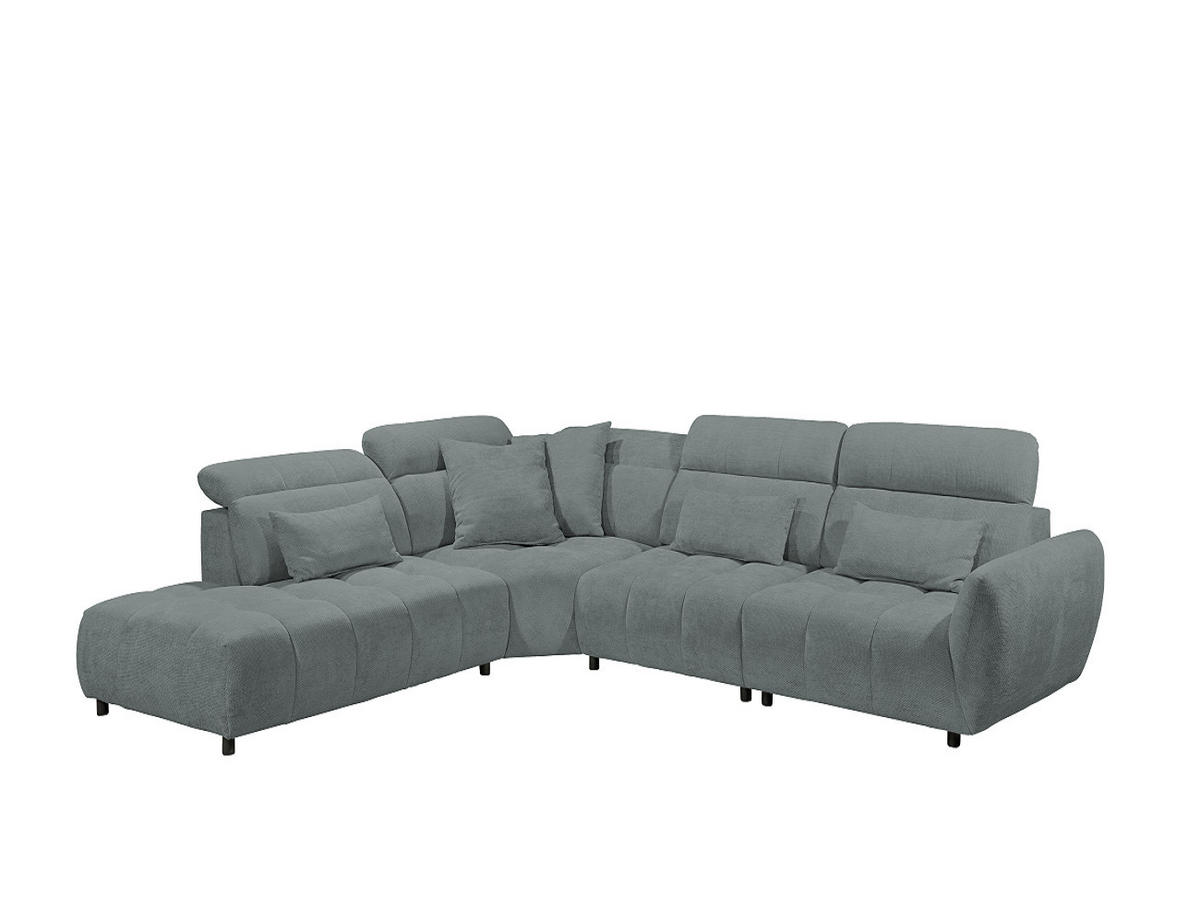 ECKSOFA mit verstellbaren Kopflehnen und Nosagfederung - Grün, Textil (339/285cm) - ed exciting design
