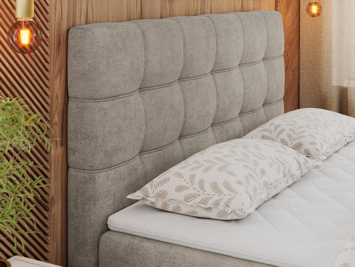 BOXBETT ERNI 120/200 - Beige Strukture - H3 - Beige, Holz/Textil (120/200cm) - MKS