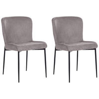 ESSZIMMERSTUHL 2er-Set Polsterbezug Grau Ada - Grau, Textil/Metall (49/82/48cm) - Beliani