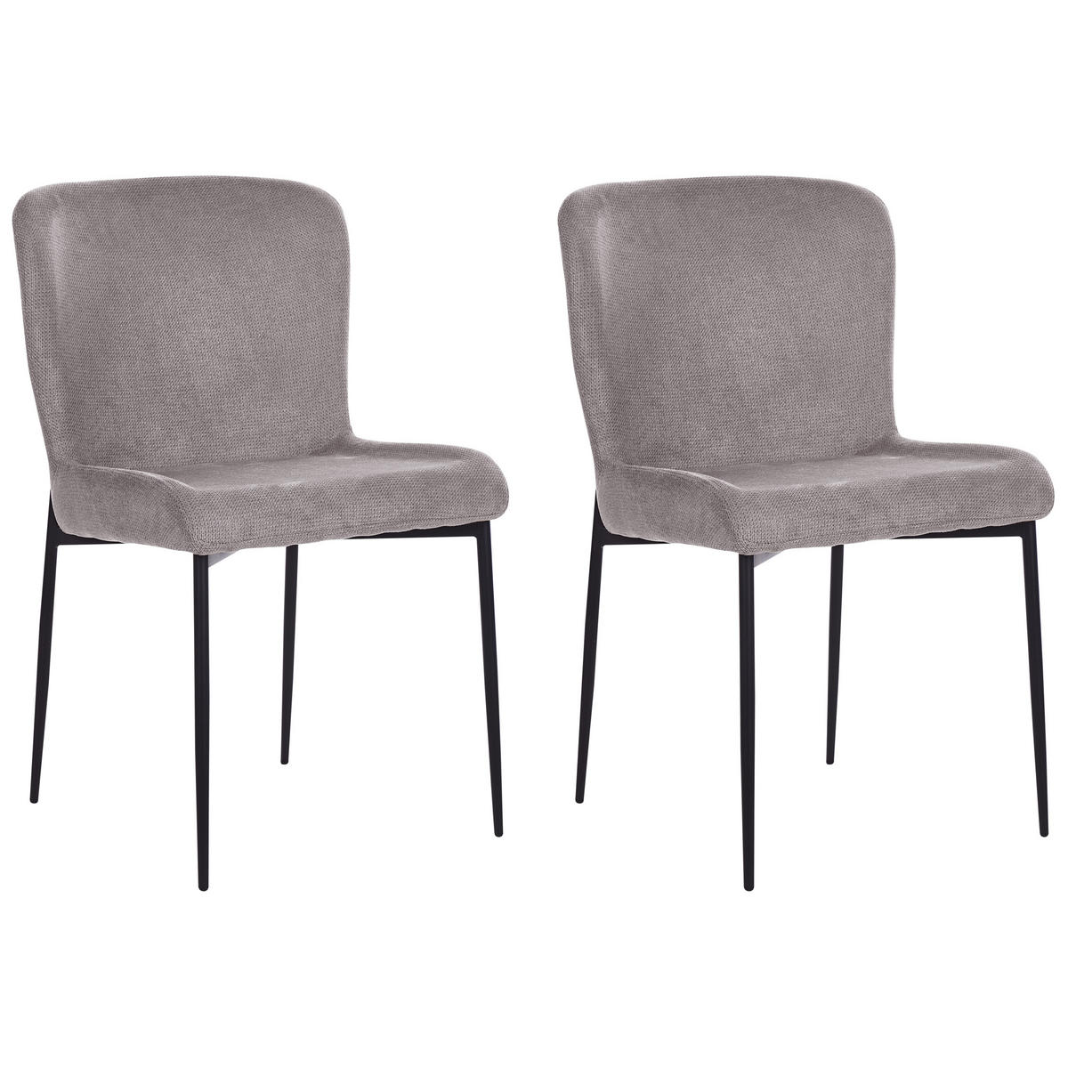 ESSZIMMERSTUHL 2er-Set Polsterbezug Grau Ada - Grau, Textil/Metall (49/82/48cm) - Beliani