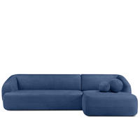 ECKSOFA RECHTS VIRA, Blau, Chenille - Blau/Schwarz, Holz/Holzwerkstoff (300/160cm) - KONSIMO®