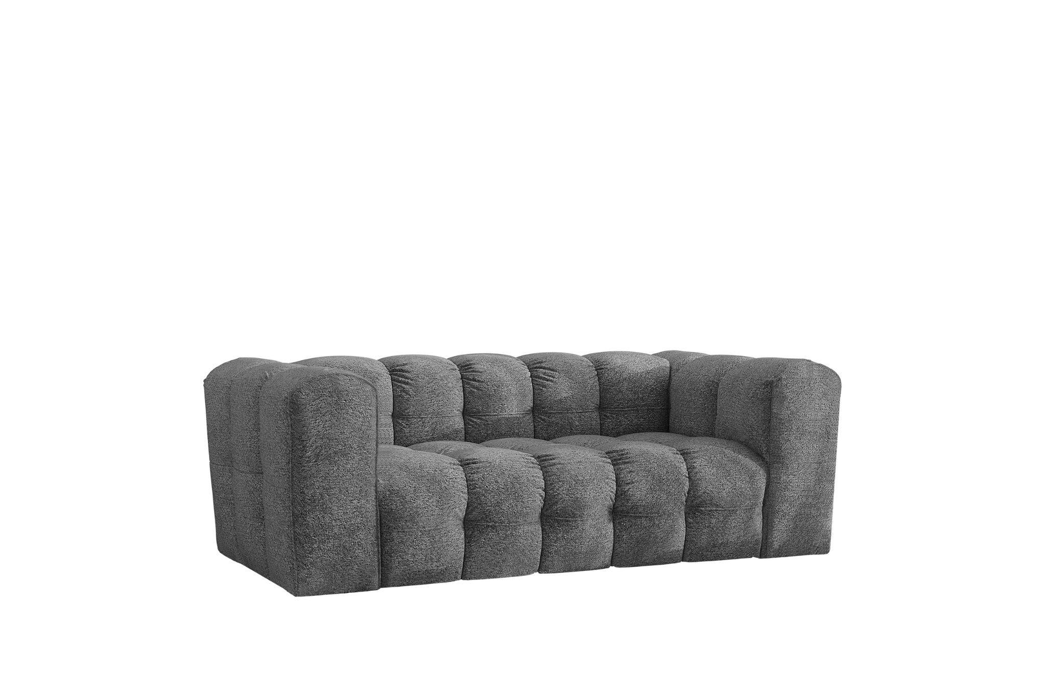 SOFA 2-Sitzer, Komfort, BALOO, stoff Schenille & Bouclé, Anthrazit - Anthrazit, Holz (196/75/106cm) - Kaiser Möbel