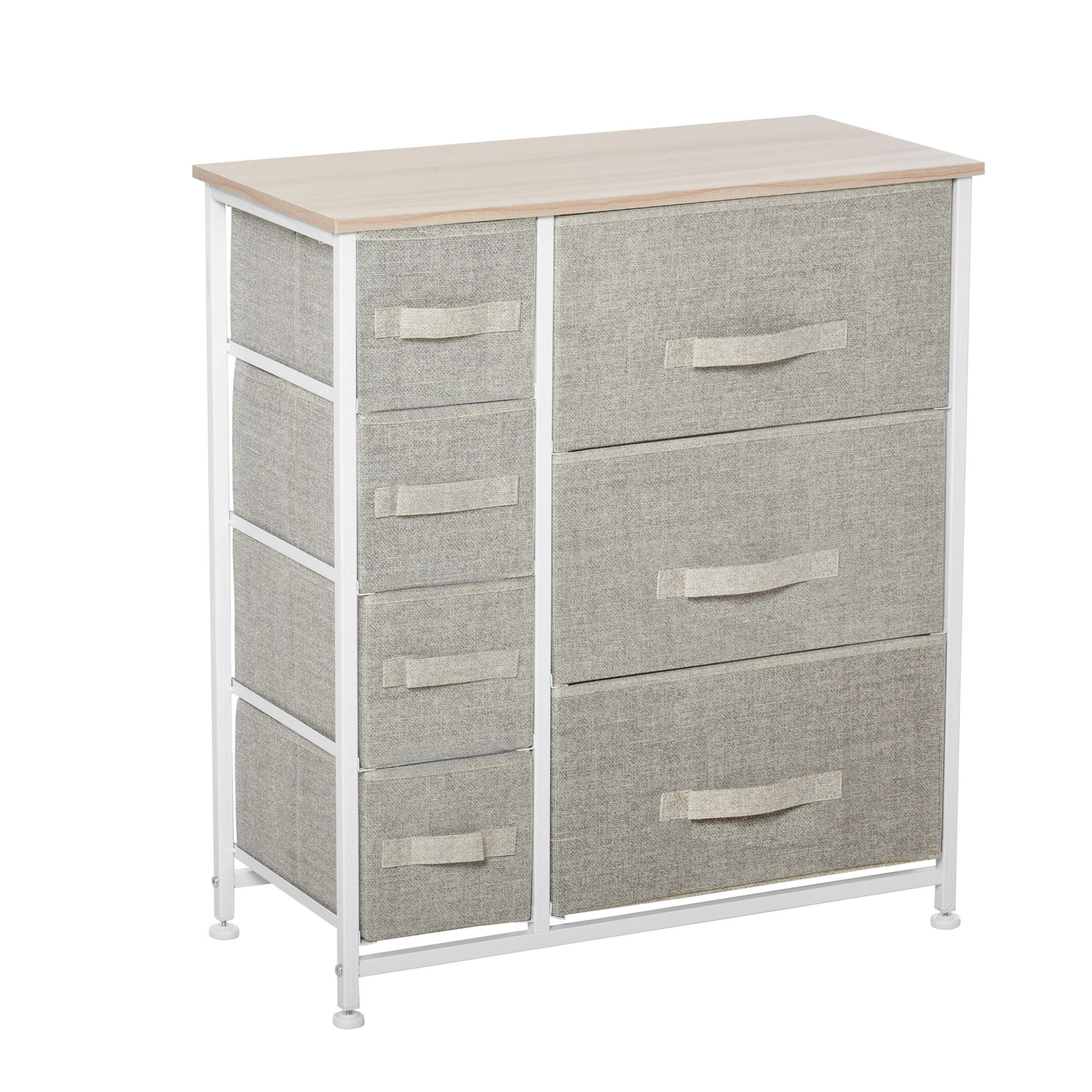 BYRÅ, sideboard, 7 tygklädda lådor, metallstomme, 63,5 x 30 x 71 cm, ljusgrå 71/30/63.5 cm