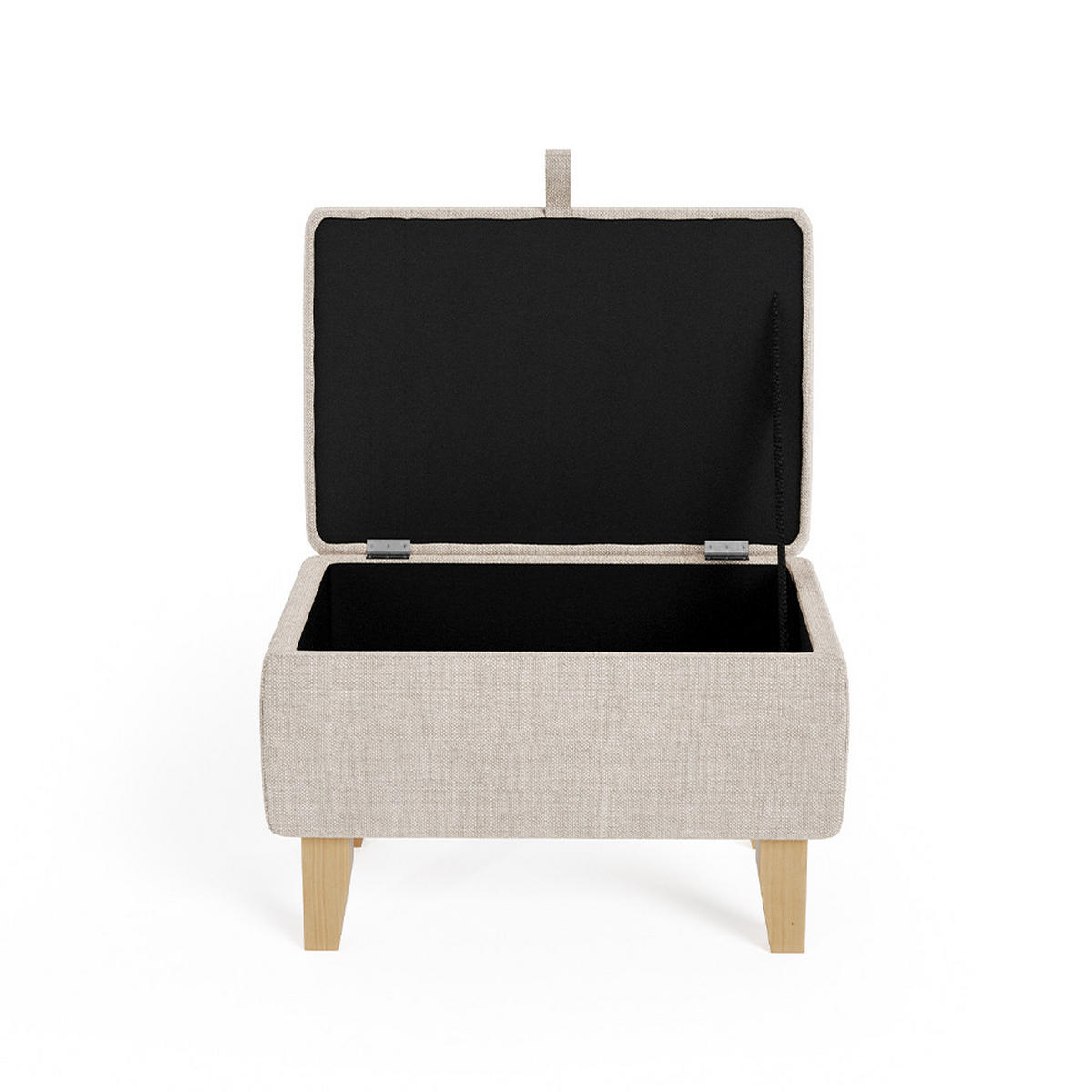POLSTERHOCKER 49/33/35 cm Stauraum Holzbeine Leinen Beige - Beige/Naturfarben, Holz/Textil (49/35/33cm) - Livingandhome