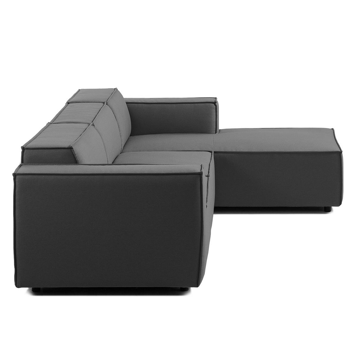 ECKSOFA mit Longchair - Anthrazit/Schwarz, Kunststoff/Textil (294/177cm) - home24