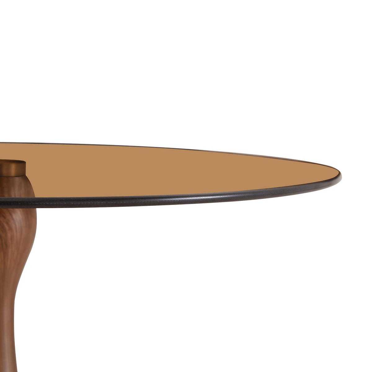 BEISTELLTISCH DE-37360 rund mit Glasplatte und geschwungenem Sockel Braun - Braun, Metall (50/50/51.5cm) - ComfortXL