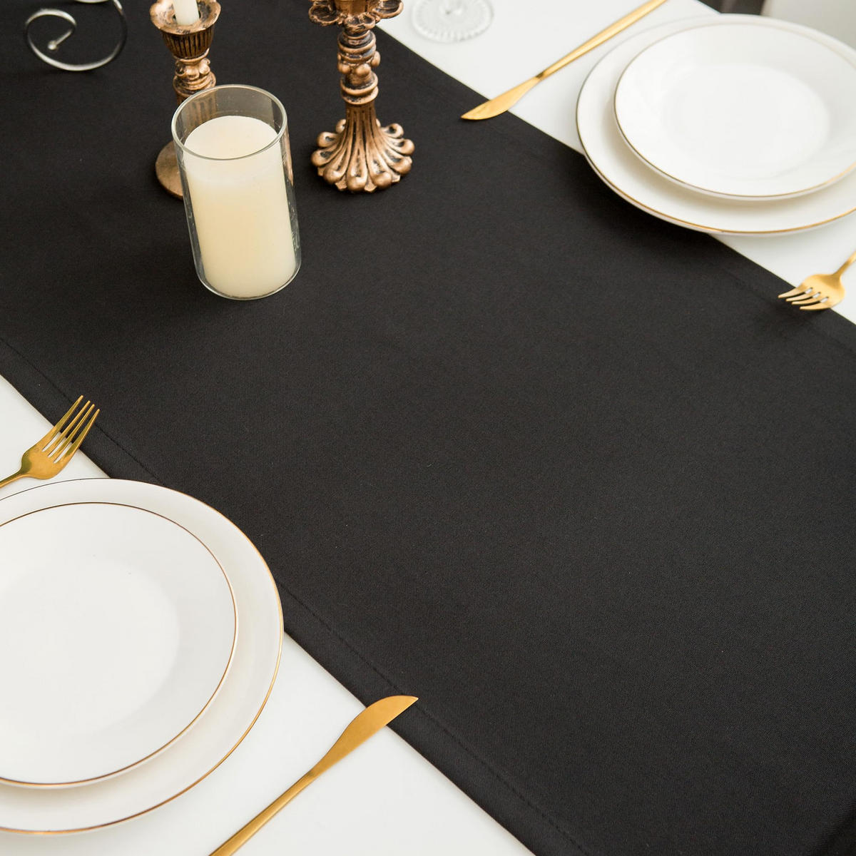TISCHLÄUFER modern abwaschbar, wasserabweisend, Lotuseffekt, 30x120 cm, Schwarz - Schwarz, Textil (30/120cm)