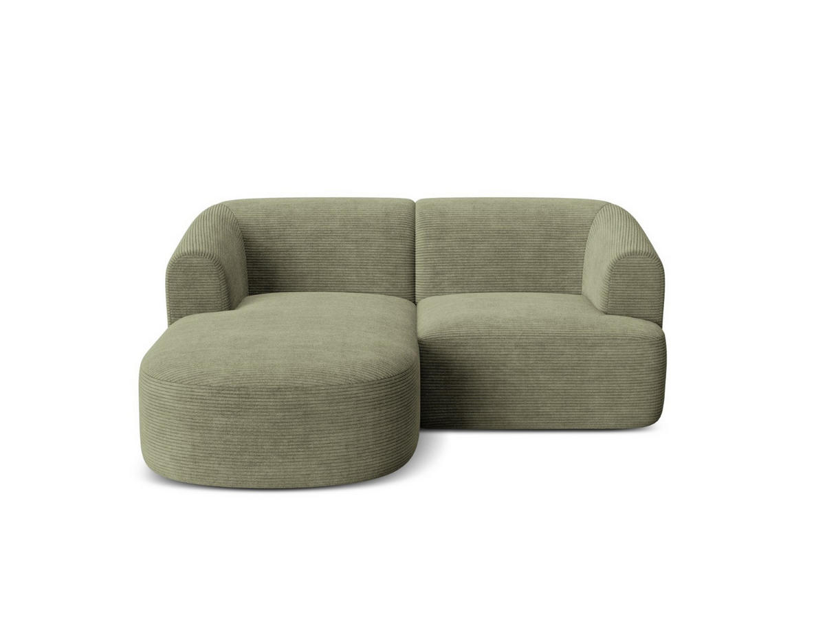 MODULARES-ECKSOFA links Campi aus Cord Moosgrün 3 Sitzplätze - Salbeigrün, Textil (156/180cm) - Cosmopolitan Design