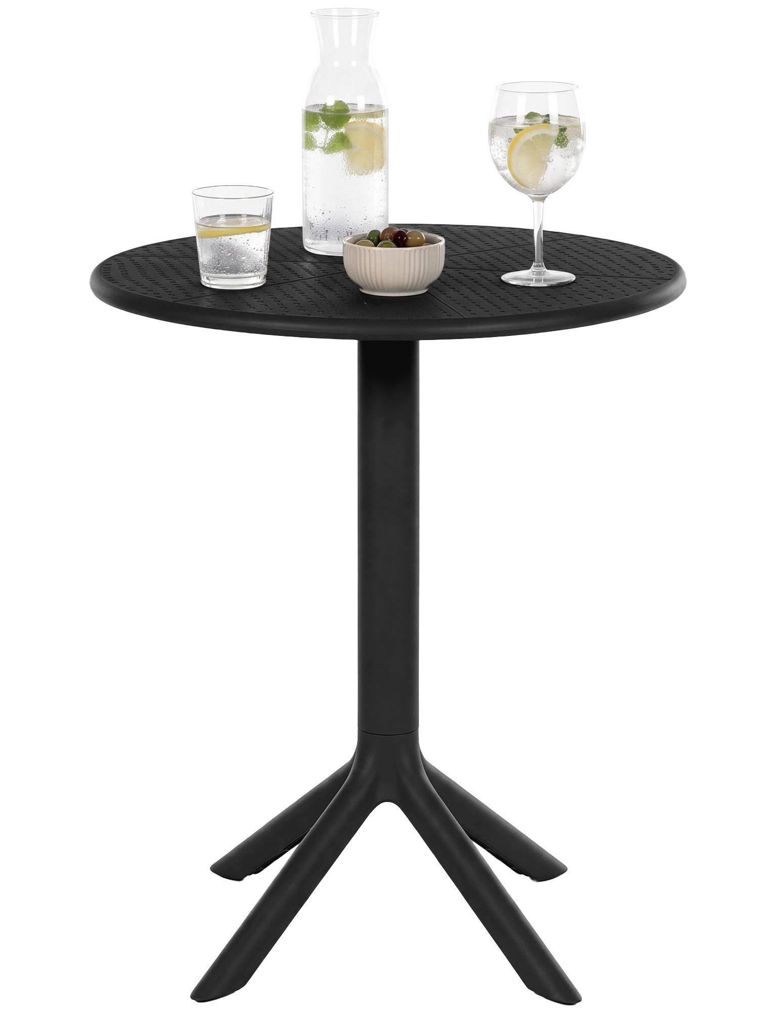 GARTENTISCH rund Kunststoff schwarz - Schwarz, Kunststoff (60/60/76cm) - CLP