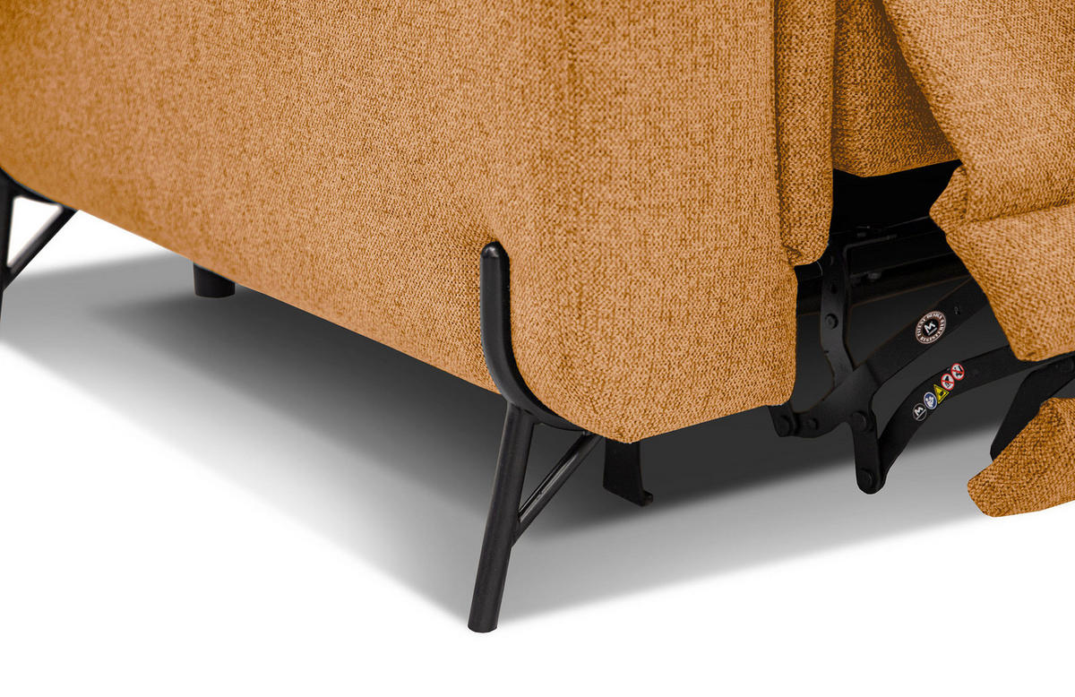 SOFA AVENA 3-Sitzer mit 2 Relaxfunktionen, orange - Orange, Holzwerkstoff/Textil (204/80/108cm) - Courtois Laville