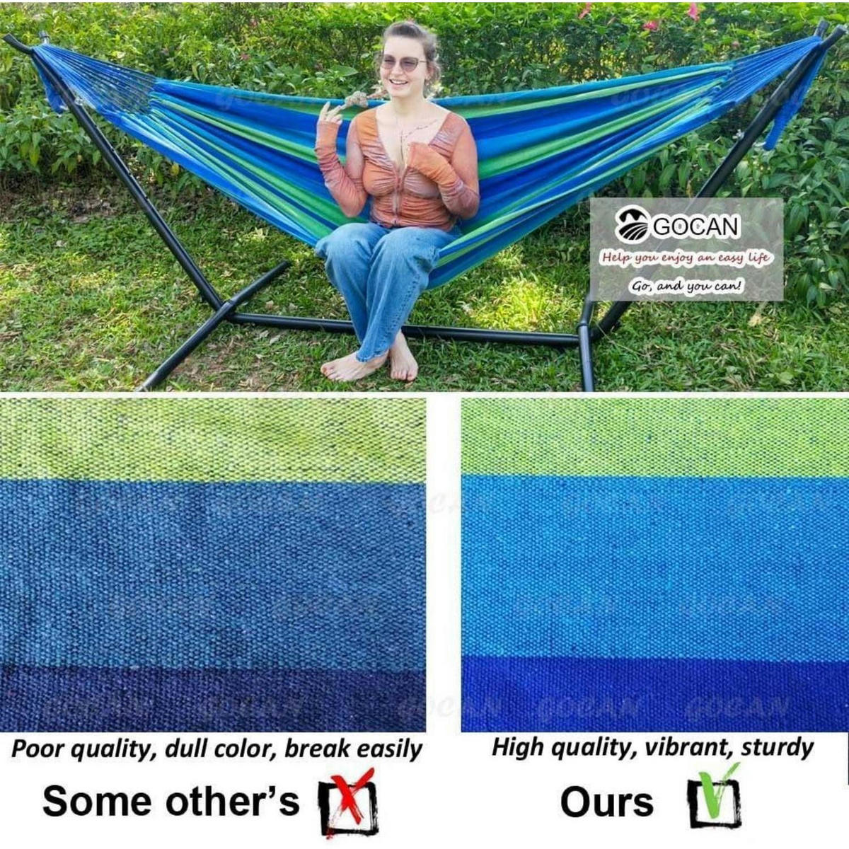 HÄNGEMATTE 2 Personen 220 x 160 cm Blau/Grün - Multicolor, Textil (165.1/2.5/221cm)
