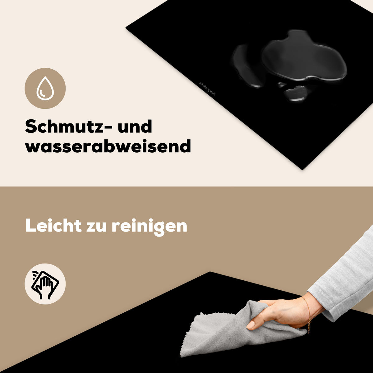 HERDABDECKPLATTE Schwarz Herdabdeckung Induktionsfeld 70x52 cm - Schwarz, Kunststoff (70/52/0.2cm) - MuchoWow