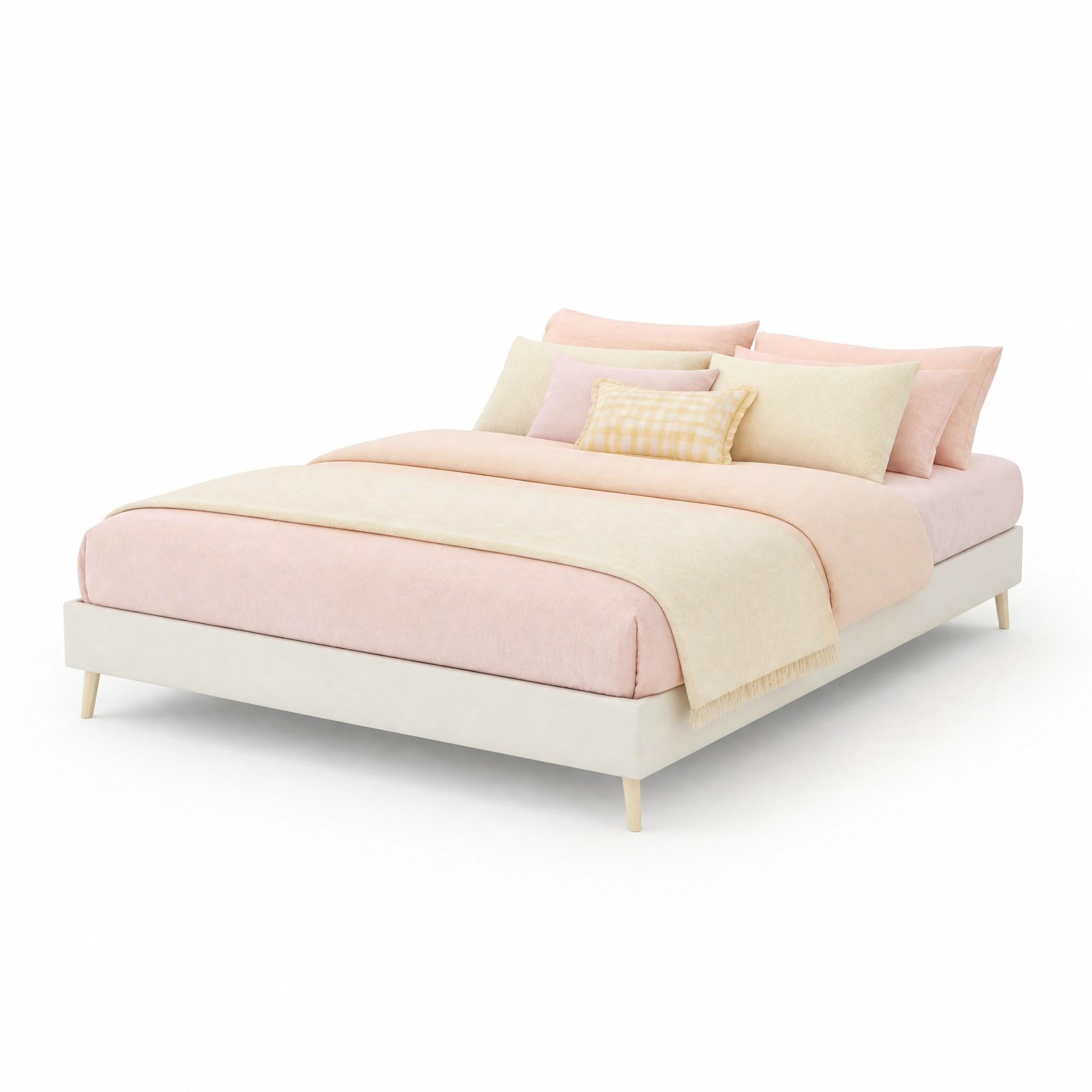 POLSTERBETT 140/200 mit stabilem Rahmen und Samtbezug in Beige - Beige, Holzwerkstoff/Textil (140/200cm) - EVRYAE