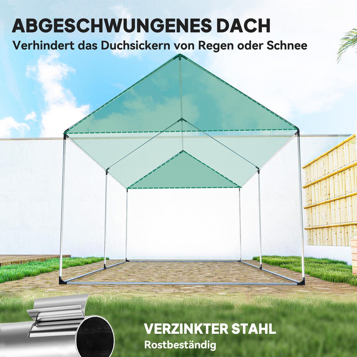 FOLIENGEWÄCHSHAUS, 2 x 3 x 2 m Gewächshaus, Treibhaus mit Rollfenster, Rolltür - Grün, Metall (300/200/200cm) - Outsunny