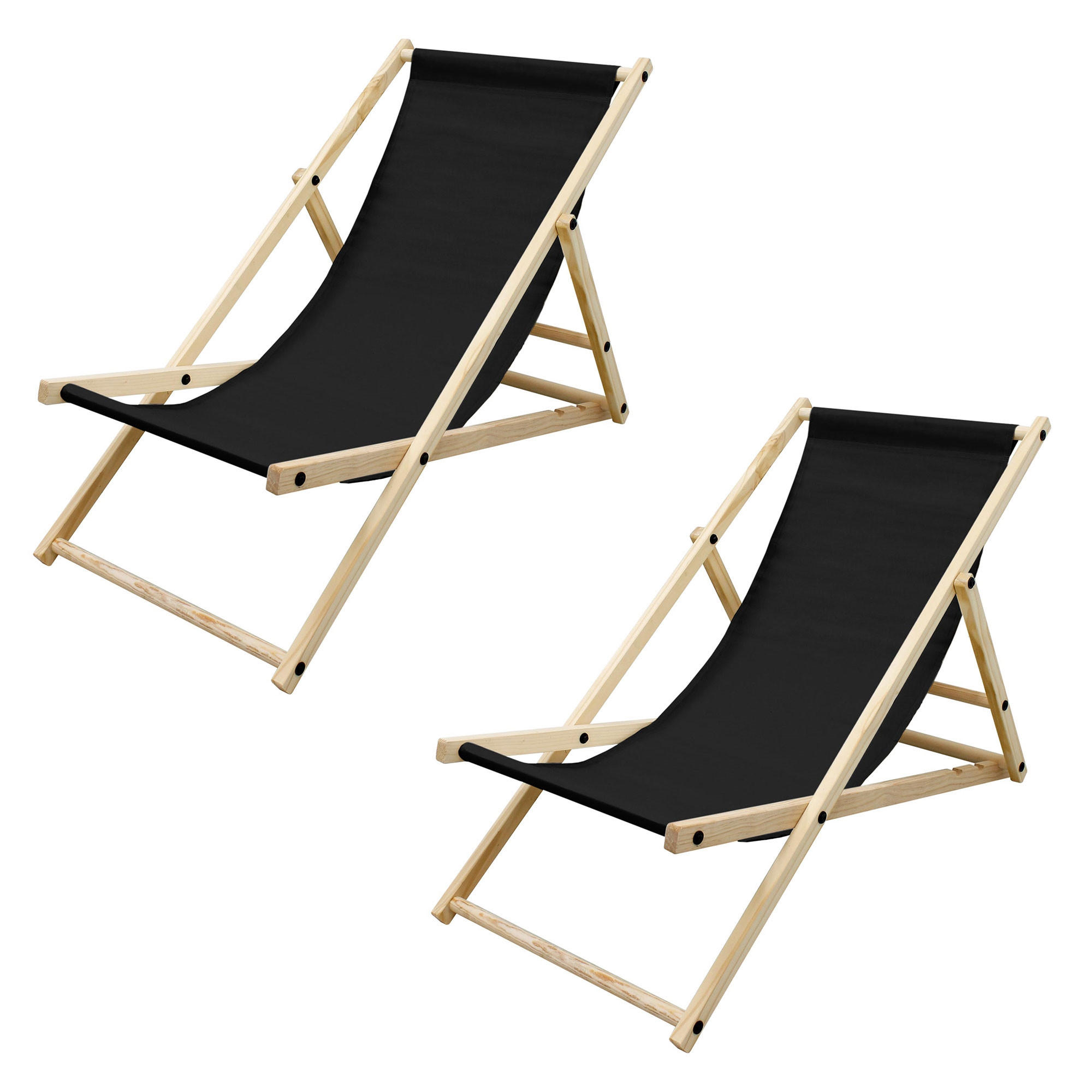 LIEGESTUHL samt Schwarz 2er Set - Schwarz, Holz (52/83/117cm) - ECD-Germany