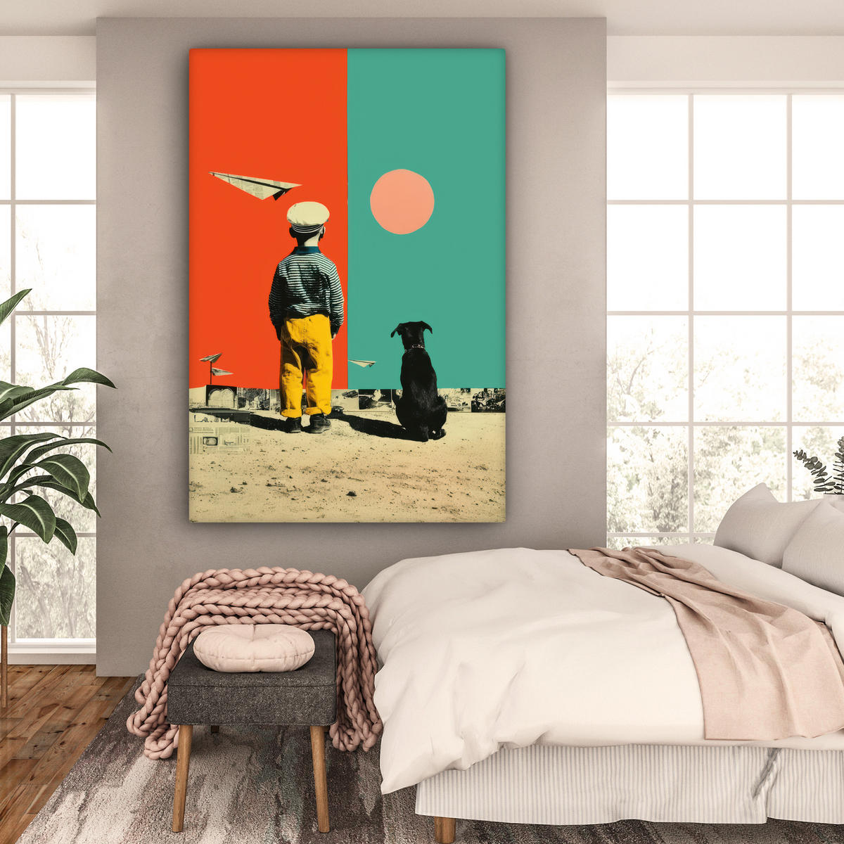 SLIKA NA PLATNU Mladenič pop-art 90x140 cm - oranžna, tekstil (90/140cm) - MuchoWow
