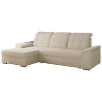 ECKSOFA MADRITO L - Beige Boucle - Links - Beige/Silberfarben, Textil/Metall (160/256cm)