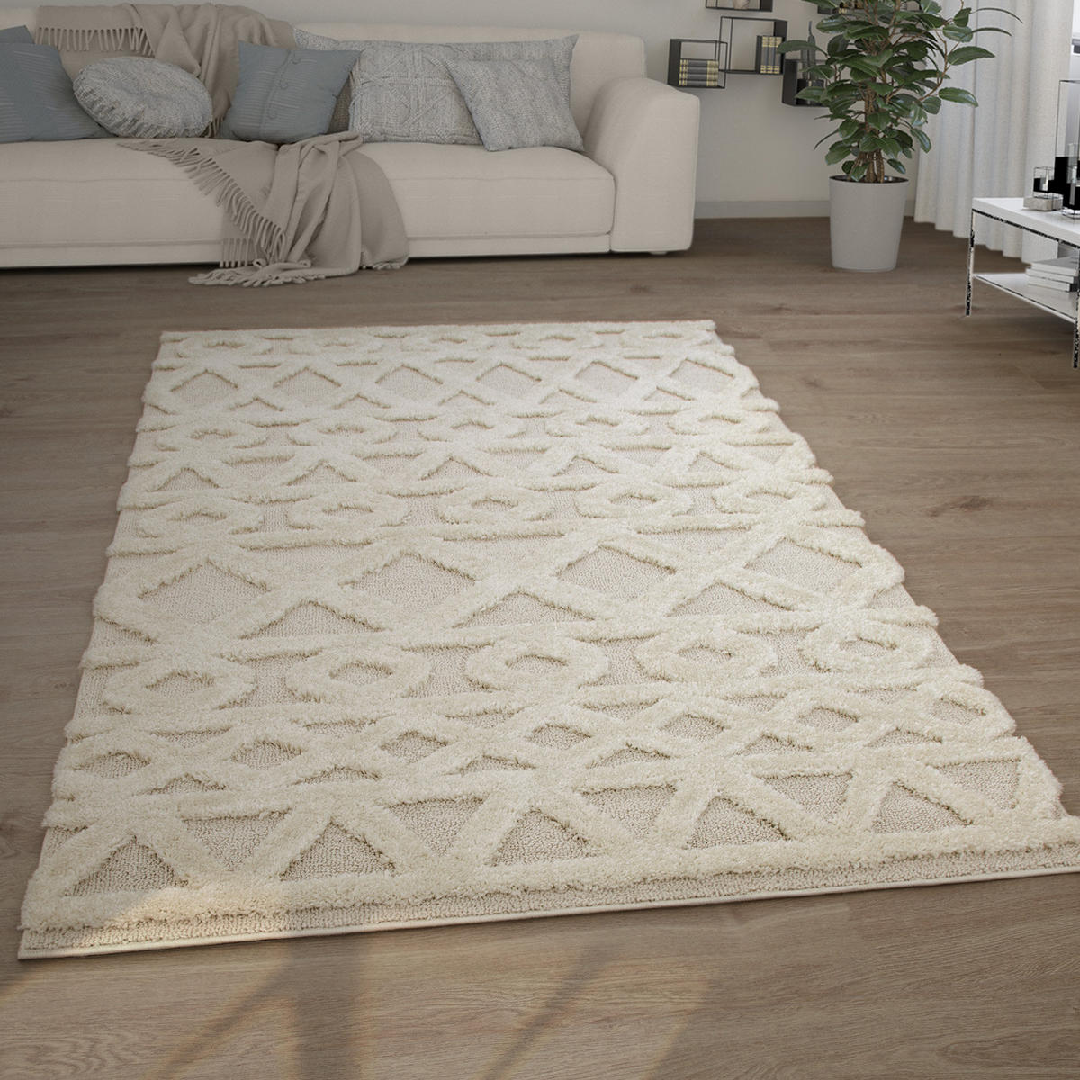 HOCHFLORTEPPICH 200/280 cm Genua 741 - Creme, Textil (200/280cm) - Paco Home