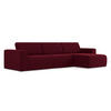 ECKSOFA Rechts Samt Stoff Rot - Bordeaux/Beige, Kunststoff/Textil (314/167cm) - Makamii
