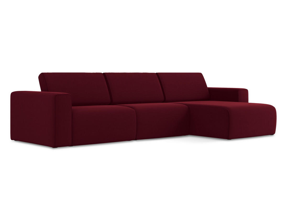 ECKSOFA Rechts Samt Stoff Rot - Bordeaux/Beige, Kunststoff/Textil (314/167cm) - Makamii