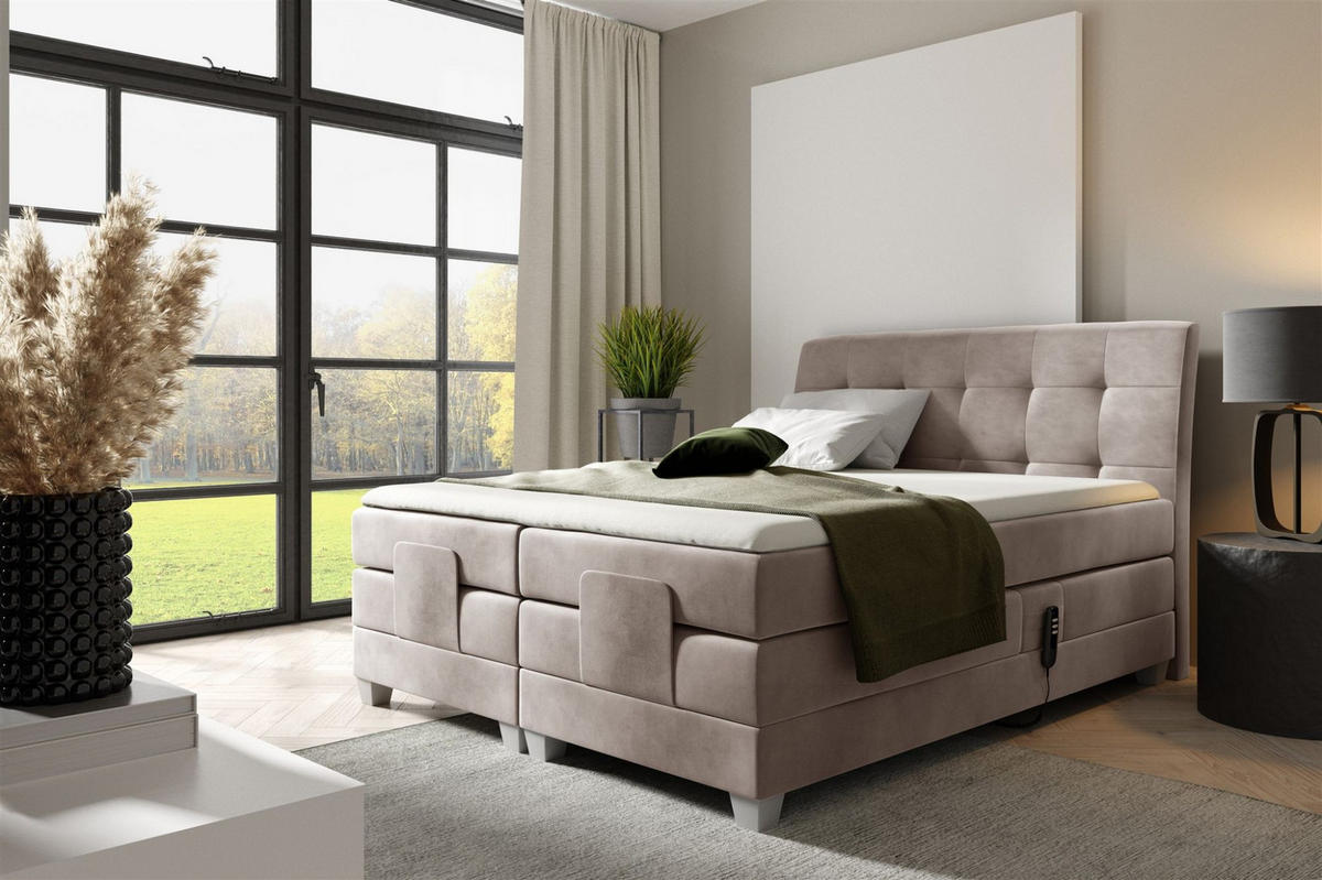 BOXSPRINGBETT Elektrisch Franco - Graubraun, Holzwerkstoff/Textil (140/200cm) - Fun Möbel