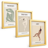 BILDER SET 3er Set - 20x30 cm Goldrahmen - Stilvolle Charaktere im Minimalismus - Goldfarben, Kunststoff (20/30cm) - TULUP