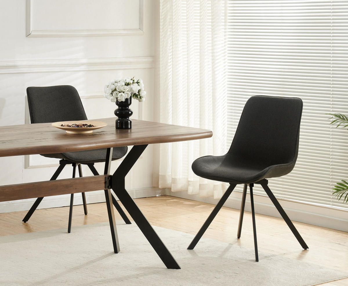 DREHSTUHL 2er Set Rio Stühle in Anthrazit - gemütliches Design - B/H/T: 52x85x61 cm - Anthrazit, Textil (61/85/52cm)