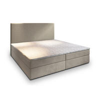BOXBETT GIARRO 140x200 cm mit Matratze und Topper - Beige - Beige, Holz (140/200cm) - MASSENO