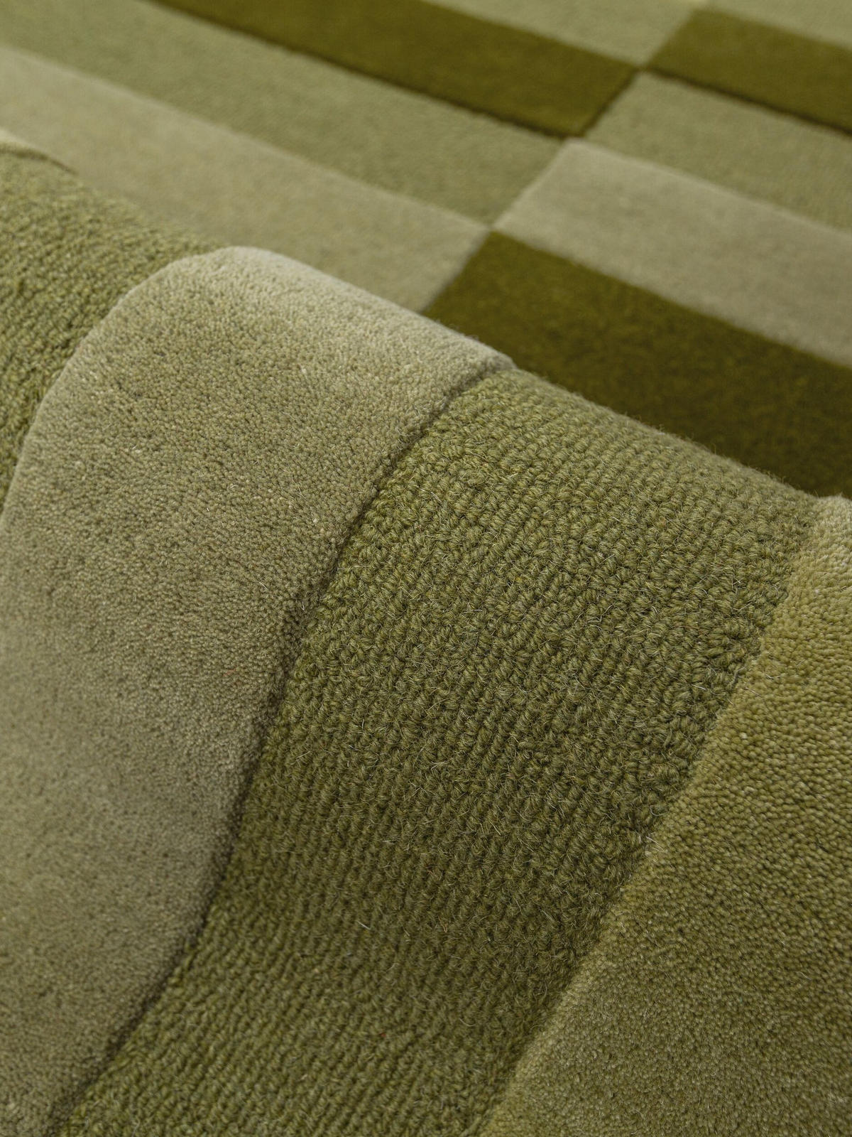 TEPPICH aus Wolle, handgetuftet, LUNAN, in Olivgrün, Blockstreifen, 160 x 230 cm - Grün, Textil (160/230cm) - KADIMA DESIGN
