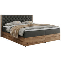 BOXBETT ALBERO 3 - 120/200 Dunkelgrau Kunstleder - H3 - Dunkelgrau, Holz/Textil (120/200cm) - MKS